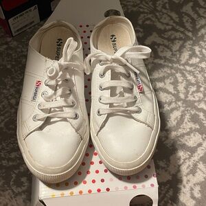 Superga Classic White Lace-Up Sneaker Mules